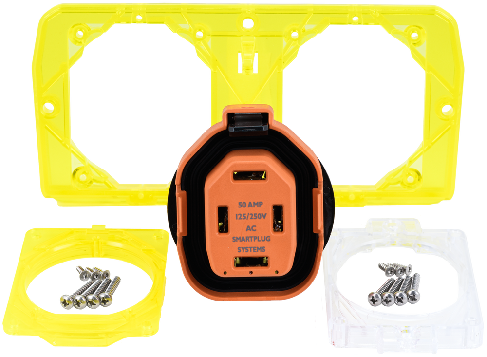 50 AMP DOUBLE RECEPTACLE KIT (INC: (2) 50A RECEPTACLES MAIN MTG BRACKET (2) 5