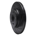 R1 98-09 Chrysler Crossfire Rear Right Drilled & Slotted Black Brake Rotor
