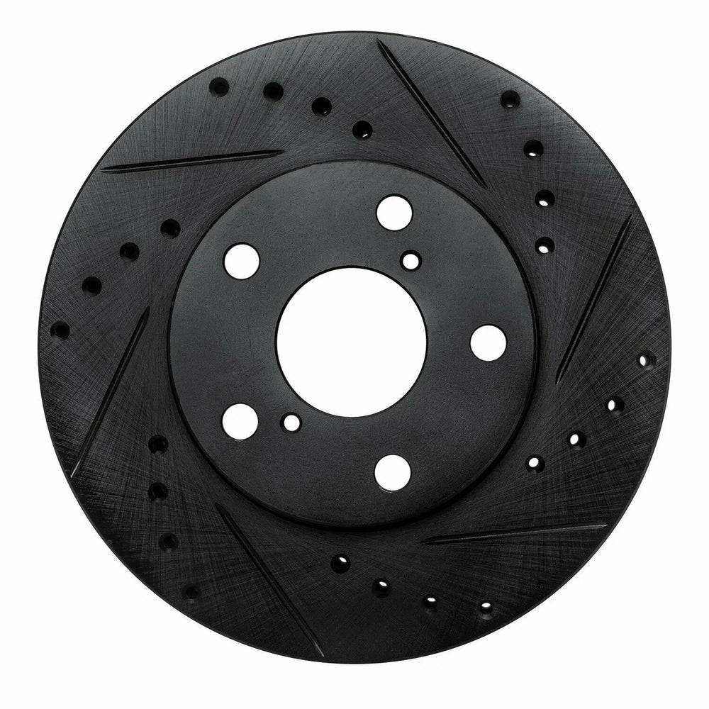 R1 92-98 Lexus SC300 Front Left Drilled & Slotted Black Brake Rotor