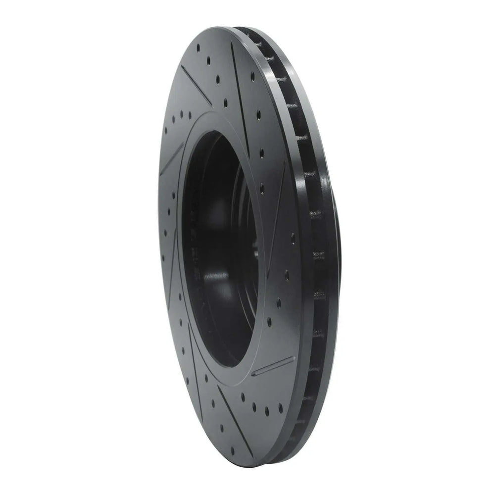 R1 04-10 BMW X3 Front Left Drilled & Slotted Black Brake Rotor