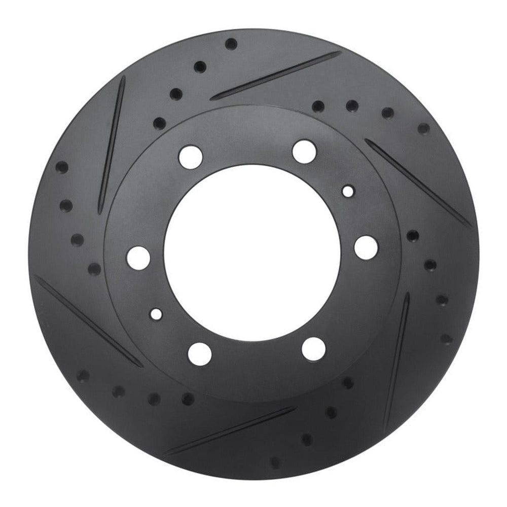 R1 09-15 Toyota Hilux (Mexico) Front Left Drilled & Slotted Black Brake Rotor