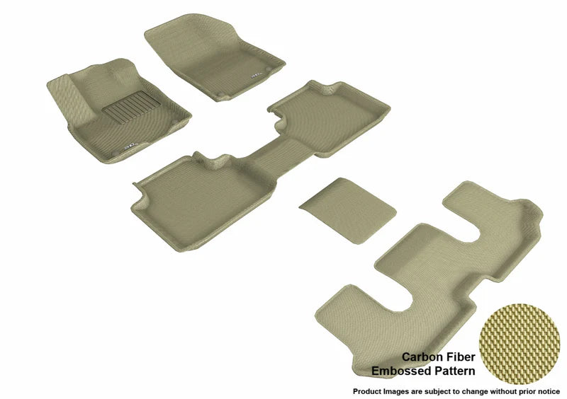 3D MAXpider 2018-2019 Volkswagen Atlas Kagu 1st & 2nd & 3rd Row Floormats - Tan