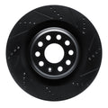 R1 12-21 Tesla Model S Rear Right Drilled & Slotted Black Brake Rotor