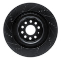 R1 12-21 Tesla Model S Rear Right Drilled & Slotted Black Brake Rotor