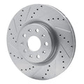 R1 14-25 Cadillac CT5 Front Left Drilled & Slotted Silver Brake Rotor