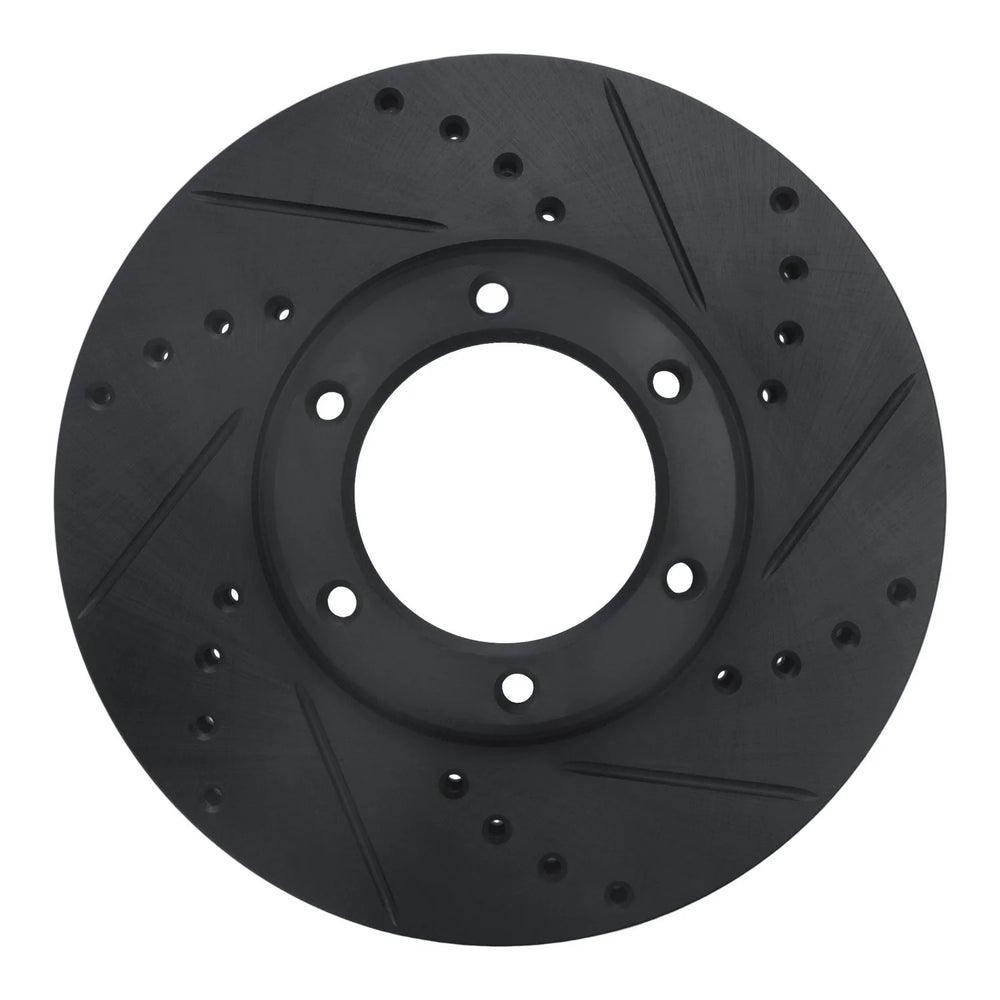 R1 89-93 Toyota Pickup Front Right Drilled & Slotted Black Brake Rotor