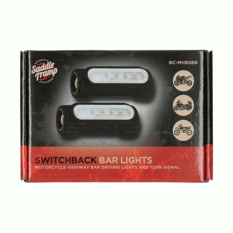 AMBER/WHITE HIGHWAY BAR SWITCHBACK LIGHTS WITH BLACK HOUSING