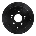 R1 07-09 Hyundai Santa Fe Rear Left Drilled & Slotted Black Brake Rotor