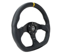 NRG Reinforced Steering Wheel (320mm) Sport Leather Flat Bottom w/ Blue Center/ Blue Stitching