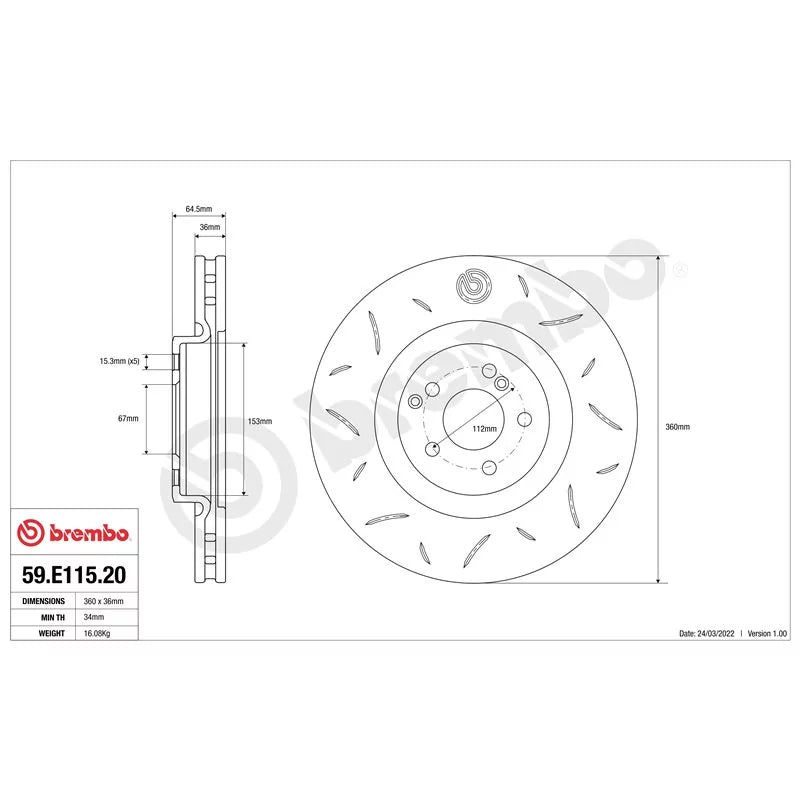 Brembo 2009 Volvo S80L T6 AWD Front TY3 Sport Disc Rotor - 336X28