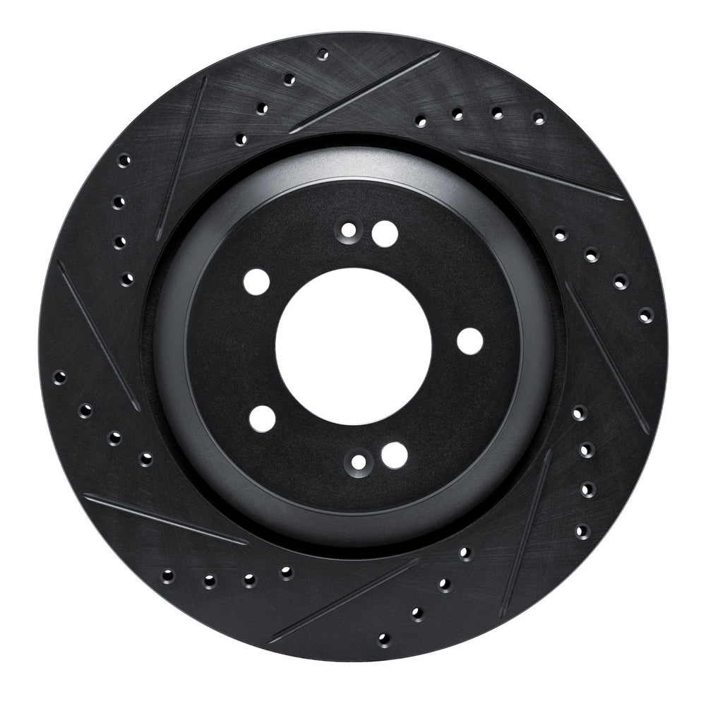 R1 2019-2025 Hyundai Elantra N Rear Left Drilled & Slotted Black Brake Rotor