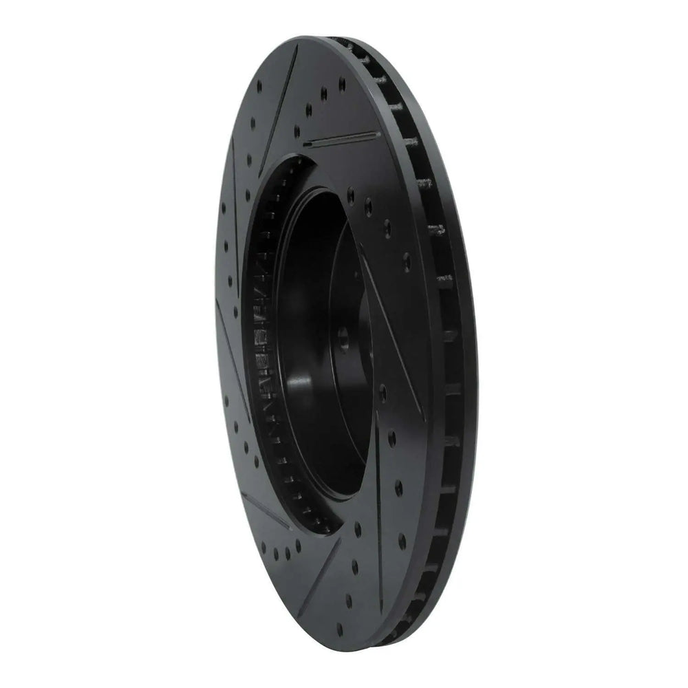 R1 86-92 Toyota Supra Front Right Drilled & Slotted Black Brake Rotor
