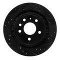 R1 02-10 Saab 9-5 Rear Right Drilled & Slotted Black Brake Rotor