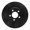 R1 05-23 Chrysler 300 Front Right Drilled & Slotted Black Brake Rotor