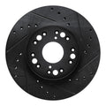 R1 91-92 Lexus LS400 Front Right Drilled & Slotted Black Brake Rotor