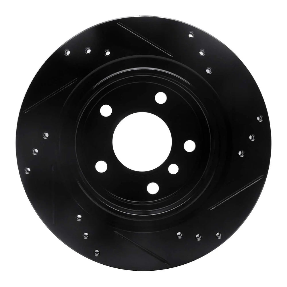 R1 03-08 BMW Z4 Rear Left Drilled & Slotted Black Brake Rotor