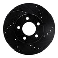 R1 91-00 Ford Taurus SHO Front Right Drilled & Slotted Black Brake Rotor