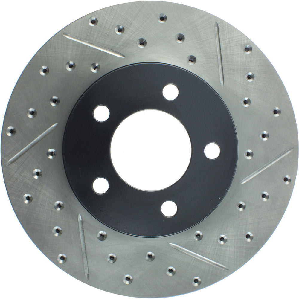 R1 91-00 Ford Thunderbird Front Left Drilled & Slotted Black Brake Rotor