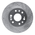 R1 Concepts Brake Rotor Drilled and Slotted Silver Fits Cadillac Escalade