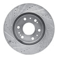 R1 Concepts Brake Rotor Drilled and Slotted Silver Fits Cadillac Escalade