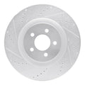 R1 07-14 Ford Mustang Front Left Drilled & Slotted Silver Brake Rotor