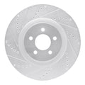 R1 07-14 Ford Mustang Front Left Drilled & Slotted Silver Brake Rotor