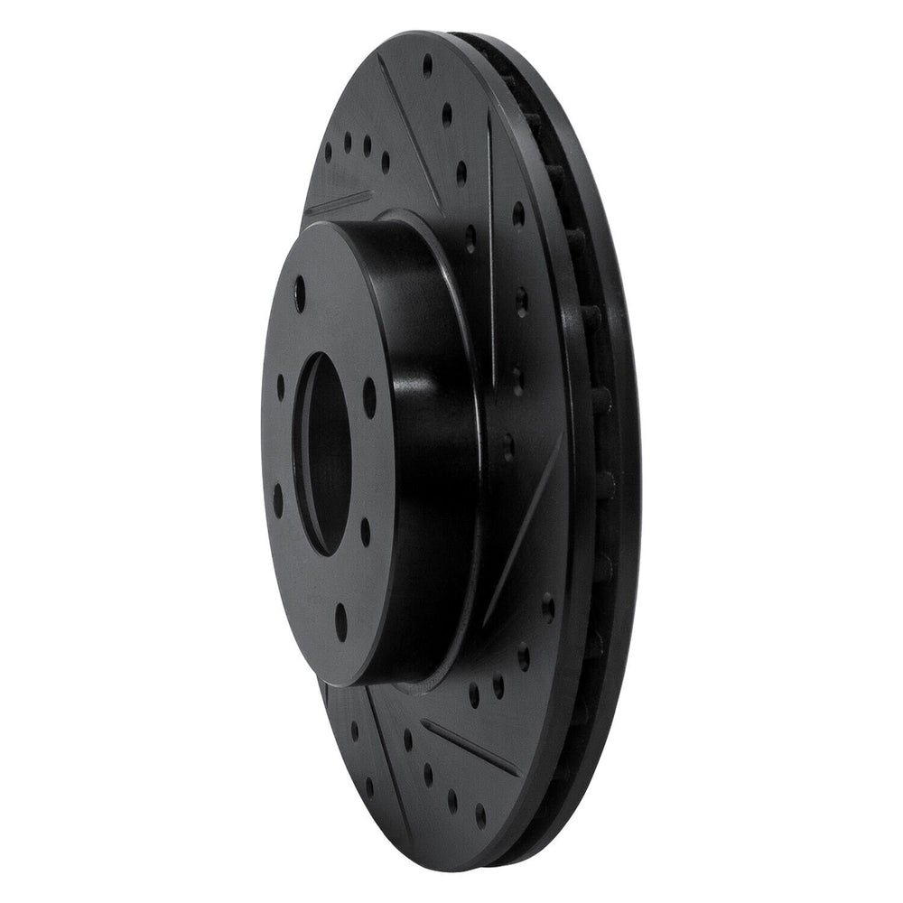 R1 93-06 Infiniti G20 Front Right Drilled & Slotted Black Brake Rotor