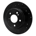 R1 01-03 Hyundai XG350 Front Left Drilled & Slotted Black Brake Rotor