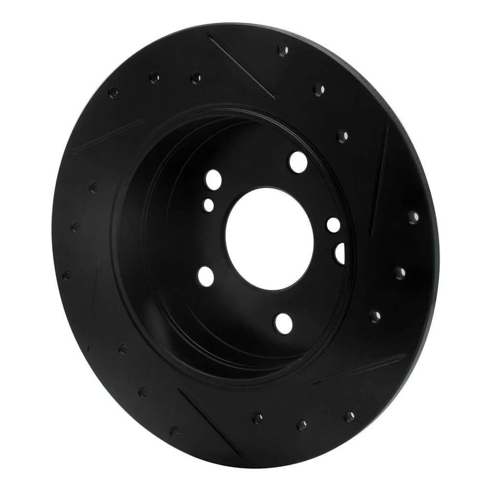 R1 01-03 Hyundai XG350 Front Left Drilled & Slotted Black Brake Rotor