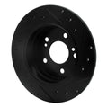 R1 01-03 Hyundai XG350 Front Left Drilled & Slotted Black Brake Rotor