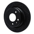 R1 88-94 BMW 750IL Rear Left Drilled & Slotted Black Brake Rotor