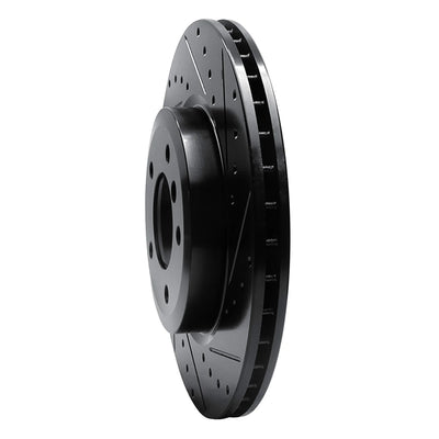 R1 01-08 BMW 330I Front Right Drilled & Slotted Black Brake Rotor