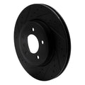 R1 01-08 BMW 330I Front Left Drilled & Slotted Black Brake Rotor