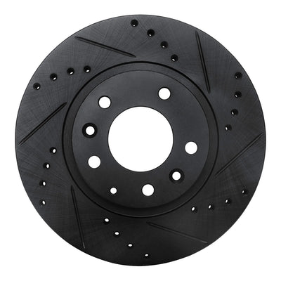 R1 06-15 Mazda MX-5 Miata Front Right Drilled & Slotted Black Brake Rotor