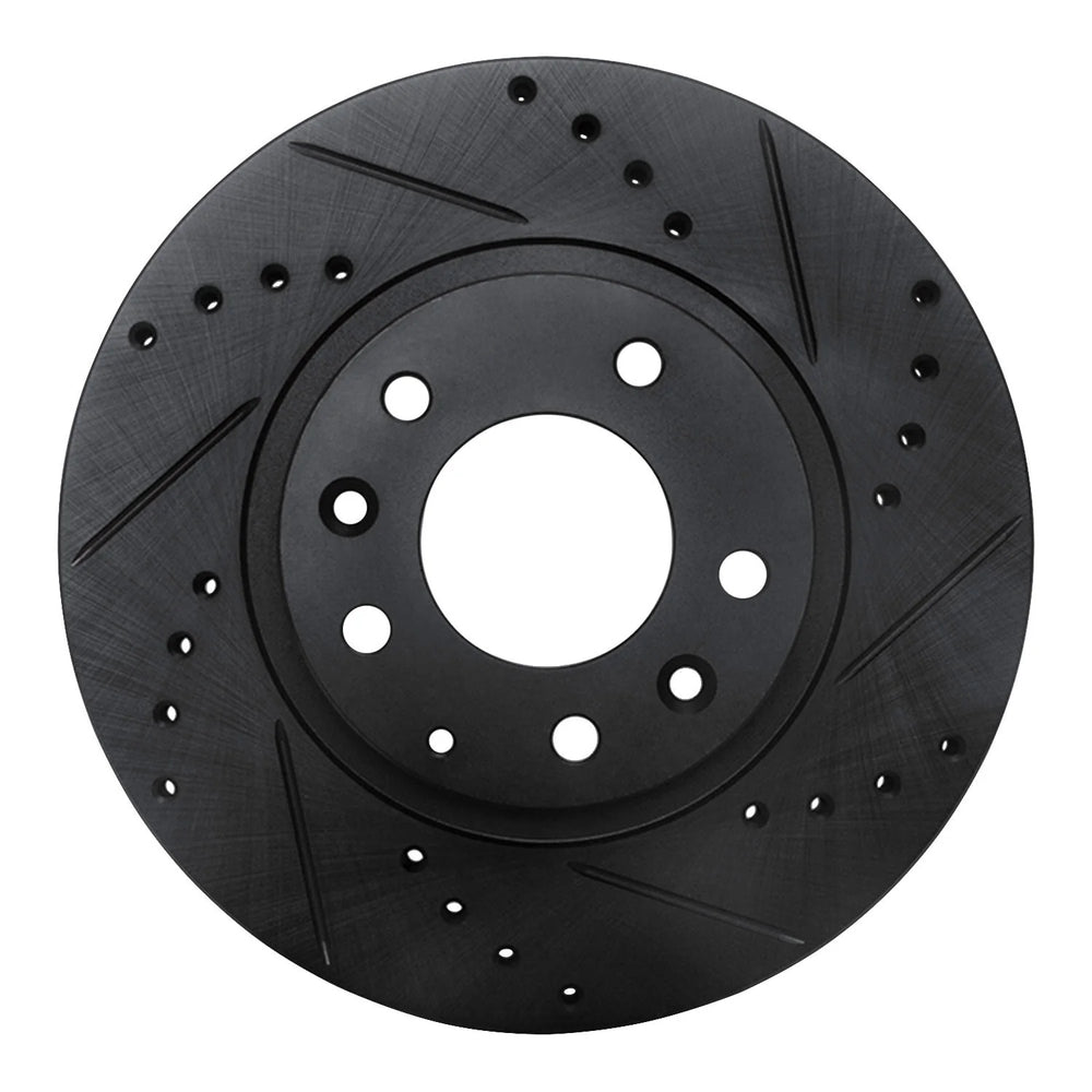 R1 06-15 Mazda MX-5 Miata Front Right Drilled & Slotted Black Brake Rotor