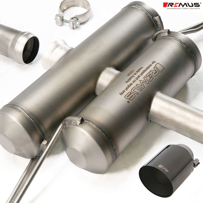 Remus Stainless Steel Tail Pipe 102 mm Angled Straight Cut Black Chrome w/Adjustable Clamp