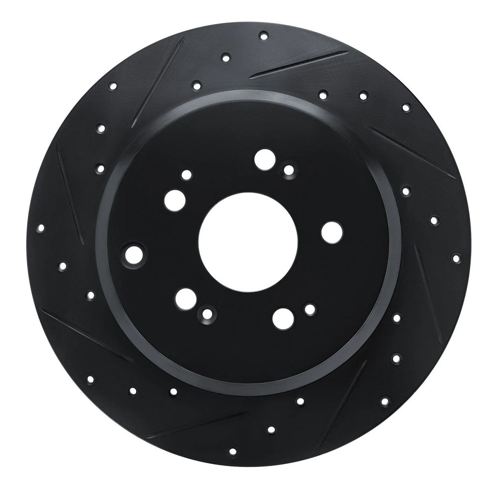 R1 07-17 Acura MDX Rear Left Drilled Black Brake Rotor