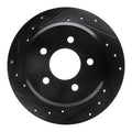 R1 96-02 Ford Crown Victoria Rear Left Drilled & Slotted Black Brake Rotor