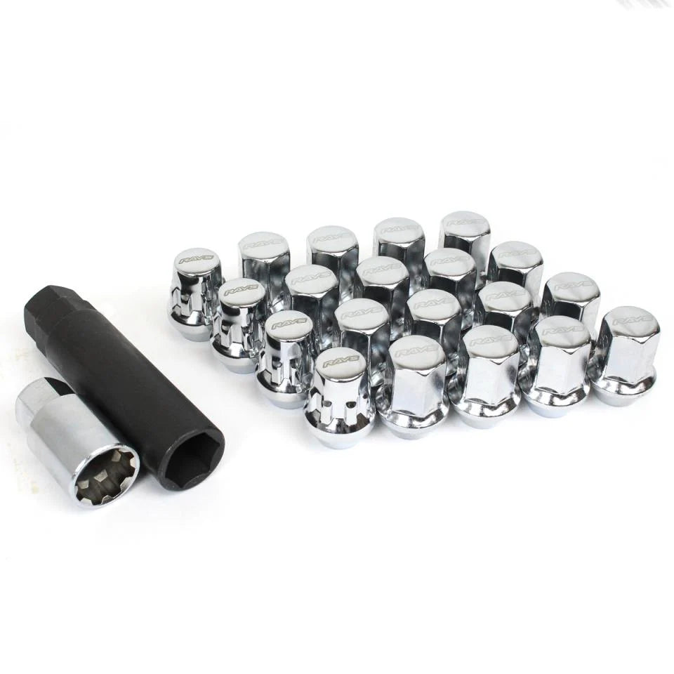 Rays M12x1.50 5 Hole 16pcs Nut 4pcs Lock Nut w/Adapter & Lock Nut Key - Chrome