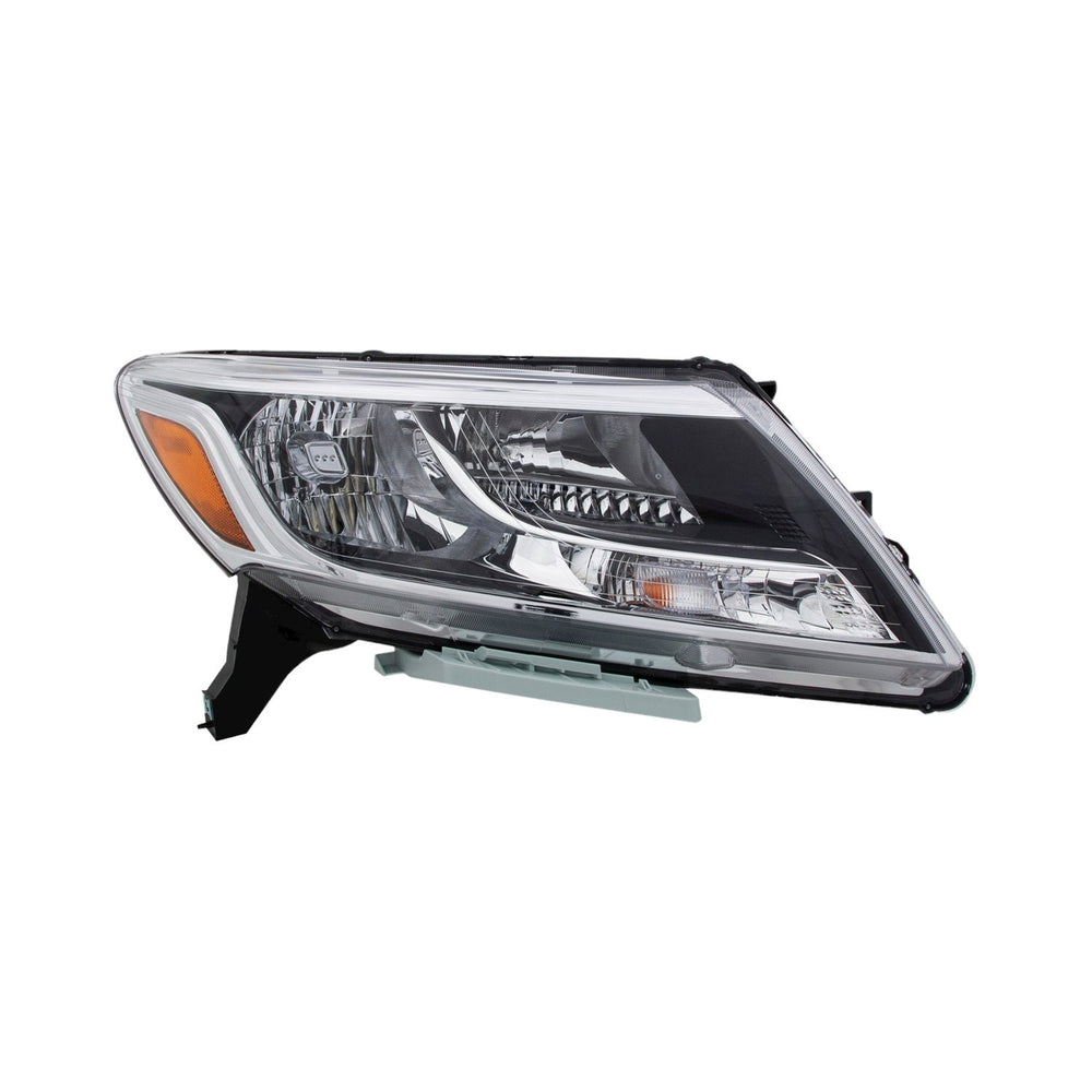 RH HEADLAMP ASSY COMPOSITE HALOGEN; BLACK BEZEL; CHROME TRIM NISSAN PATHFINDER 20132016