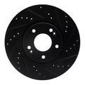 R1 05-24 Hyundai Tucson Front Right Drilled & Slotted Black Brake Rotor
