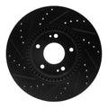 R1 05-24 Hyundai Tucson Front Right Drilled & Slotted Black Brake Rotor