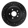 R1 13-20 Ford Escape Rear Right Drilled & Slotted Black Brake Rotor