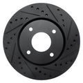 R1 07-14 Nissan Cube Front Right Drilled & Slotted Black Brake Rotor