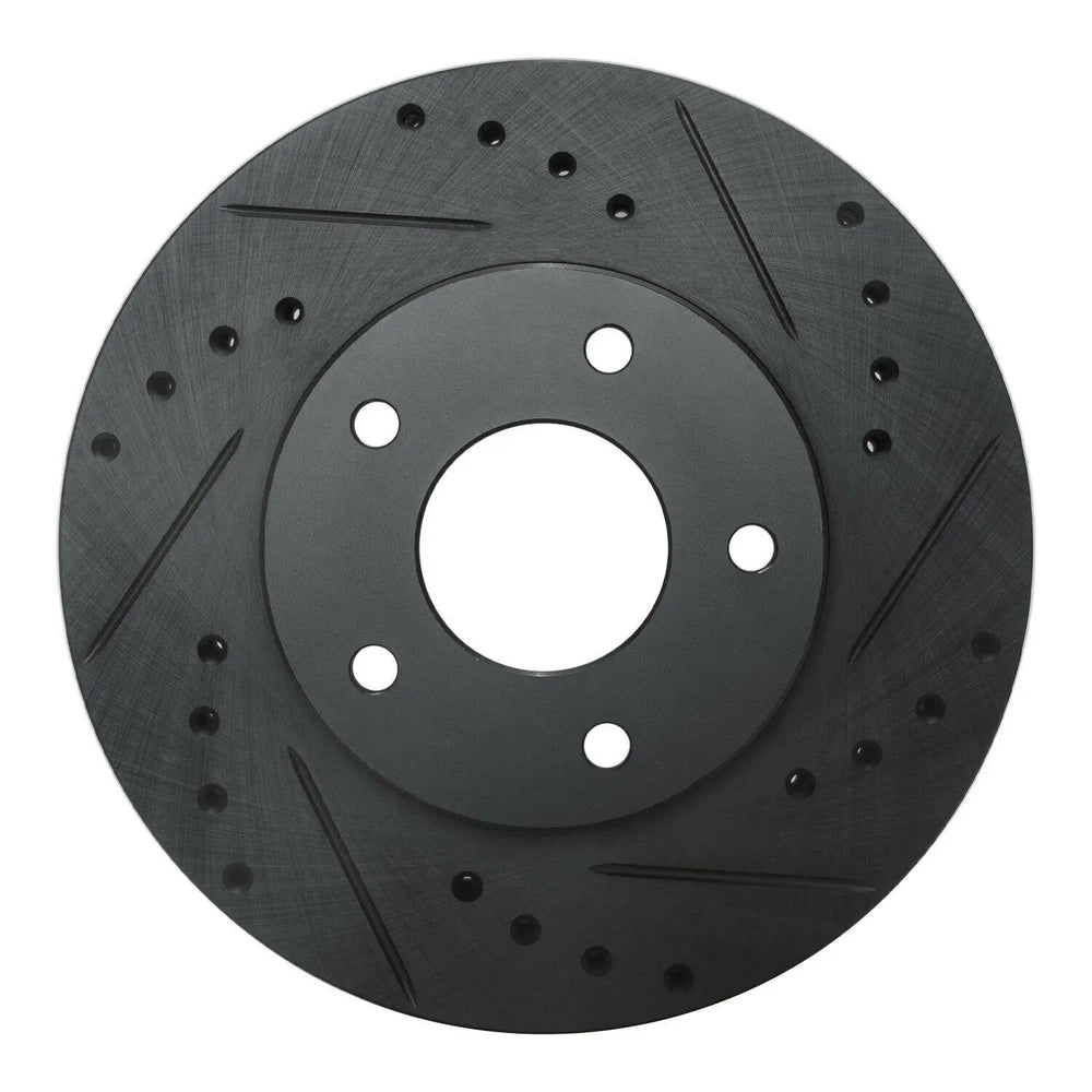R1 99-01 Infiniti I30 Front Right Drilled & Slotted Black Brake Rotor