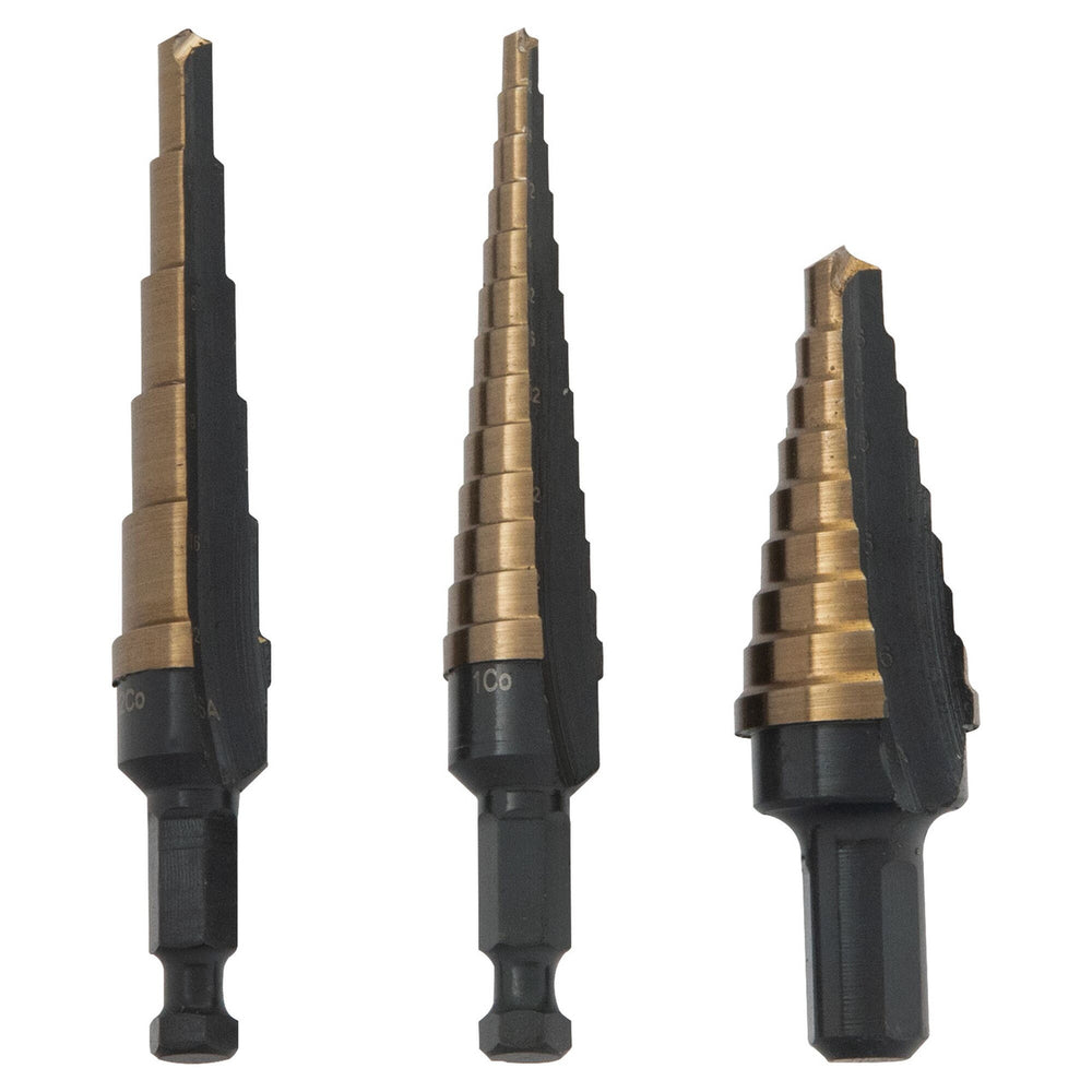 IRWIN UNIBIT COBALT ALLOY STEEL HSS STEP DRILL BIT SET (3 PC.)
