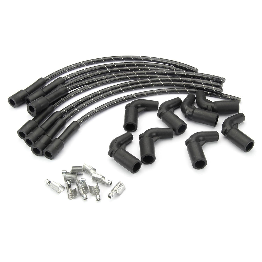 PLUG WIRE KIT LS COIL TO PLUG 180D PLUG 90D COIL CUT TO FIT BLK W/WHITE TRACE