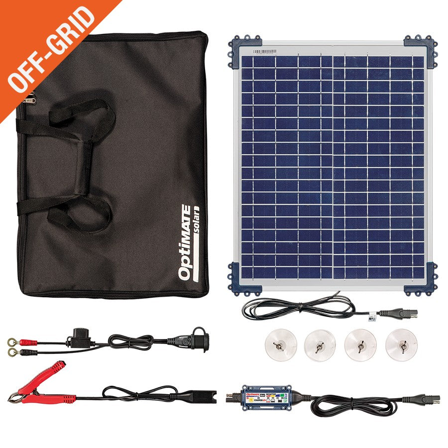 OPTIMATE SOLAR DUO PANEL 20W TRAVEL KIT 20W TM522D CONTROL 2XCABLE ACC/4 SUCTION MOUNT NYLON CASE