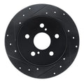 R1 18-22 Toyota C-HR Rear Left Drilled & Slotted Black Brake Rotor