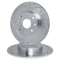 R1 62-87 Jaguar 420 Rear Drilled & Slotted Silver Brake Rotor Set